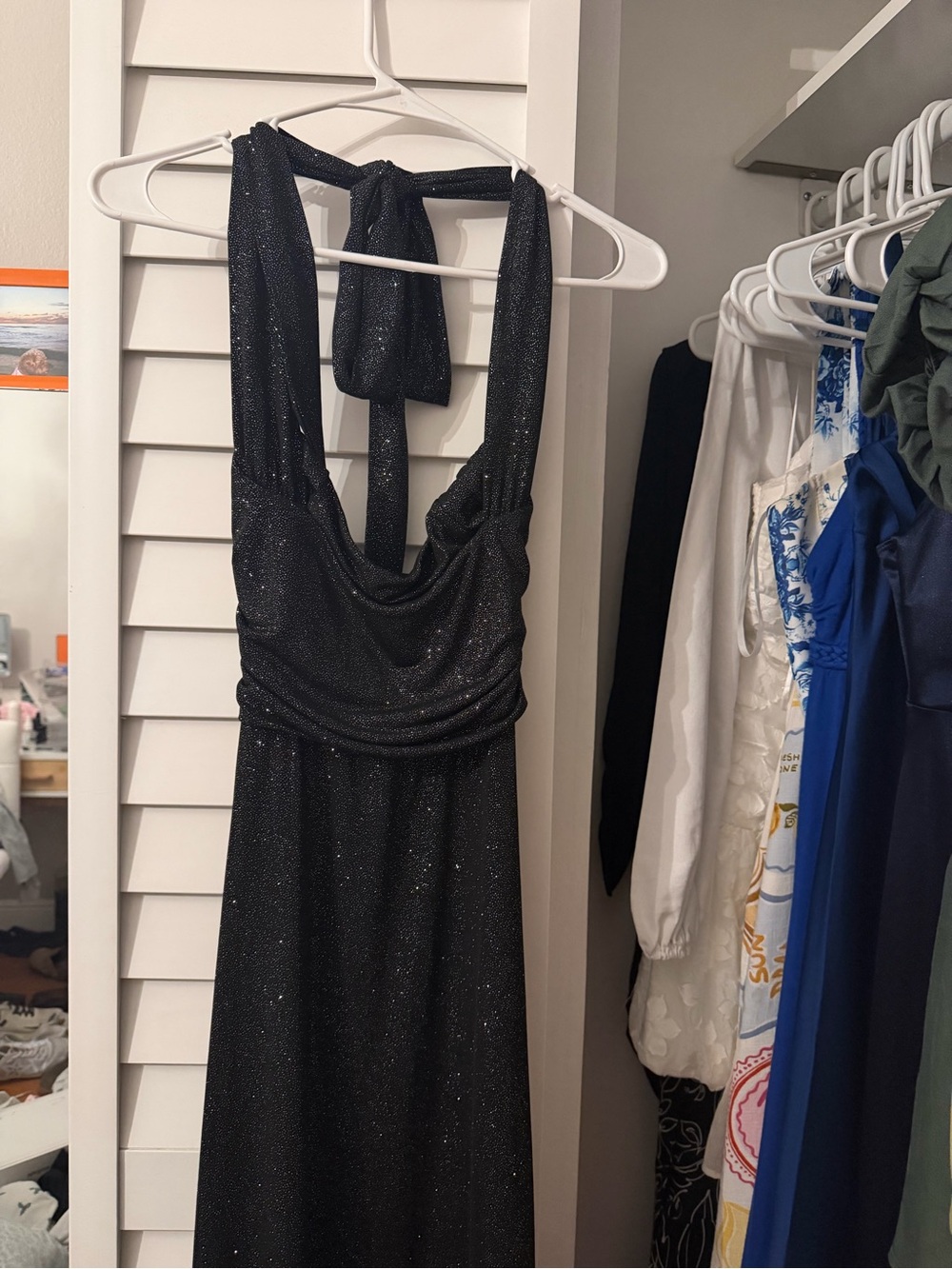 SOLD OUT Lucy in the Sky Black Sparkle Halter Evening Dress